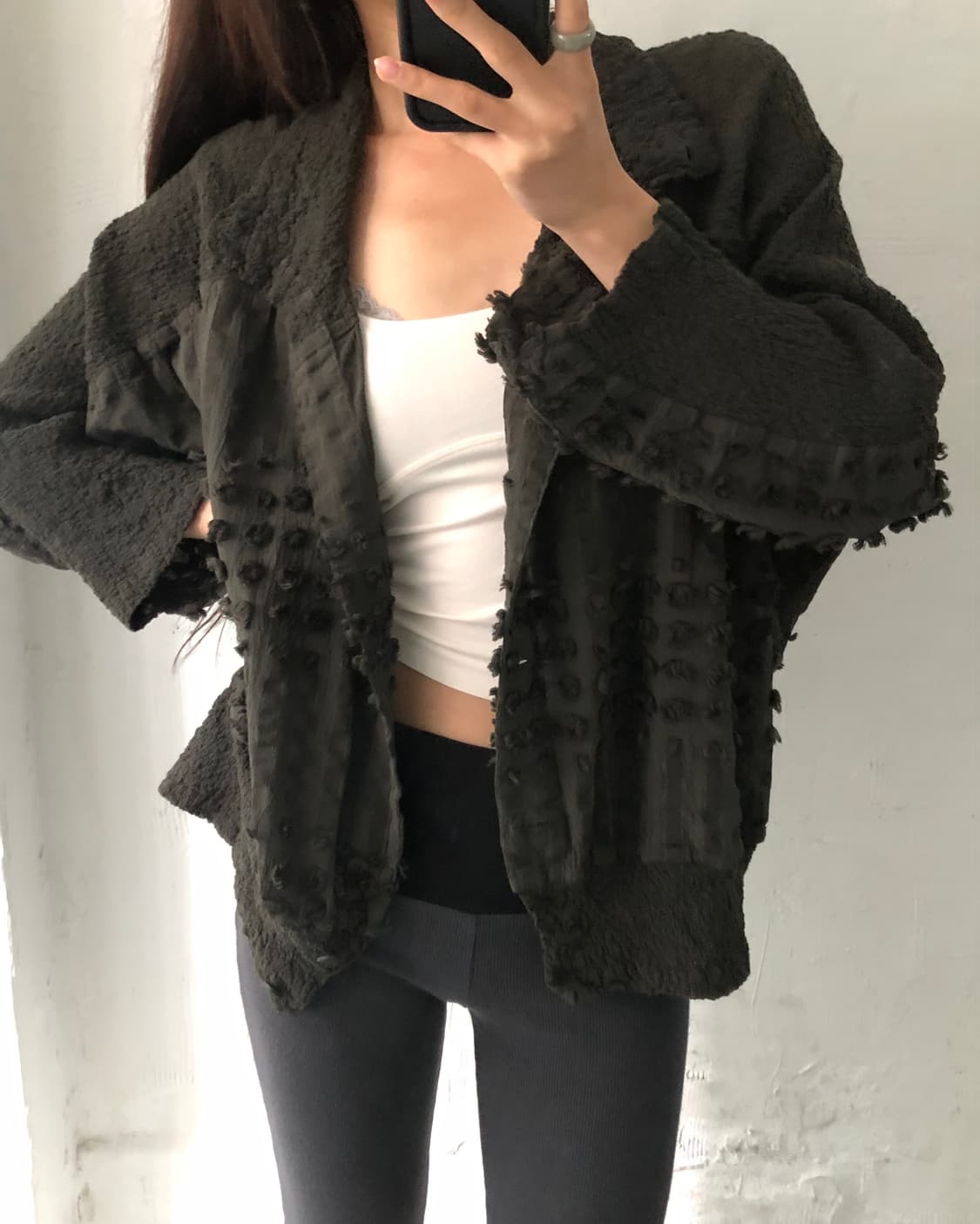 Issey Miyake me 이세이미야케 카키 가디건 블라우스 상품이미지3