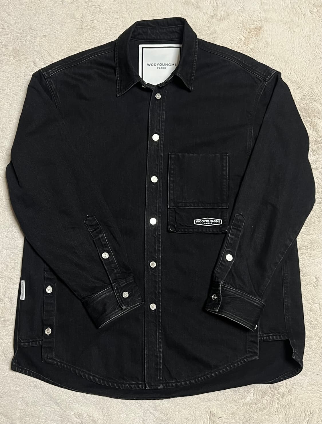 우영미 블랙 데님 셔츠 오버핏 48사이즈 상품이미지2