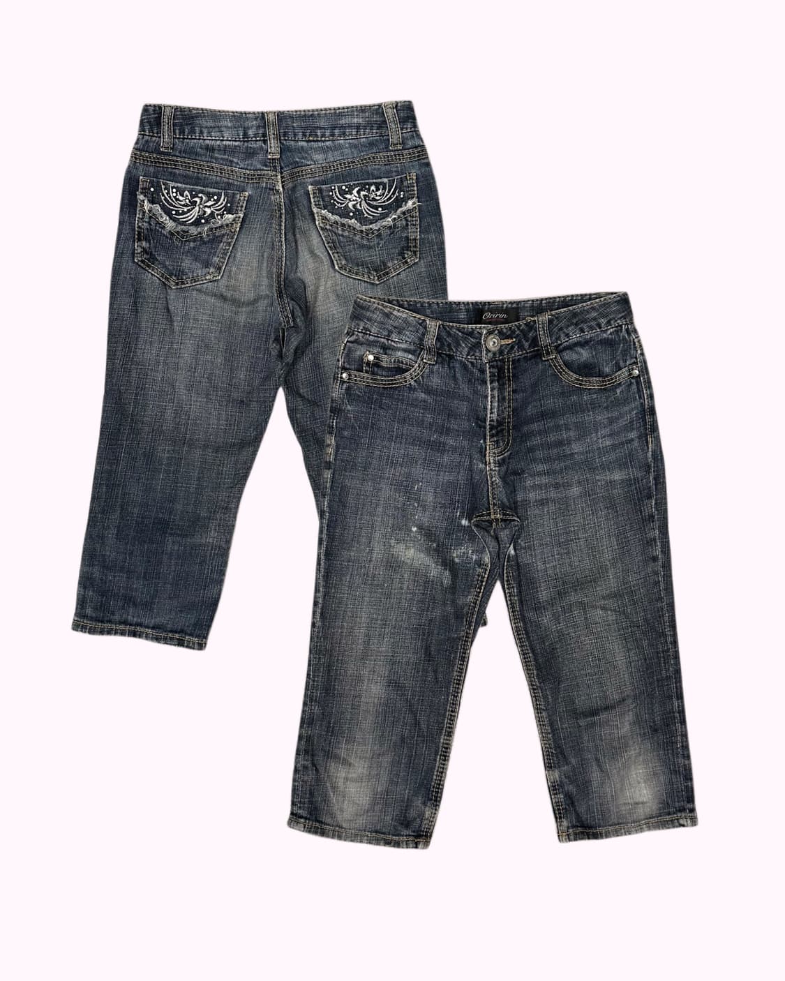 cubic embroidery pocket capri jean 상품이미지1