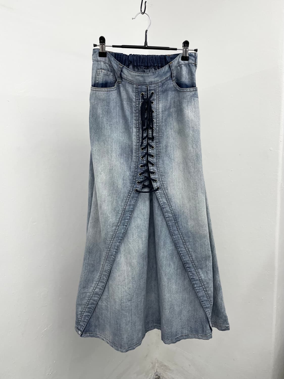 그런지 데님 레이스업 스커트 상품이미지1