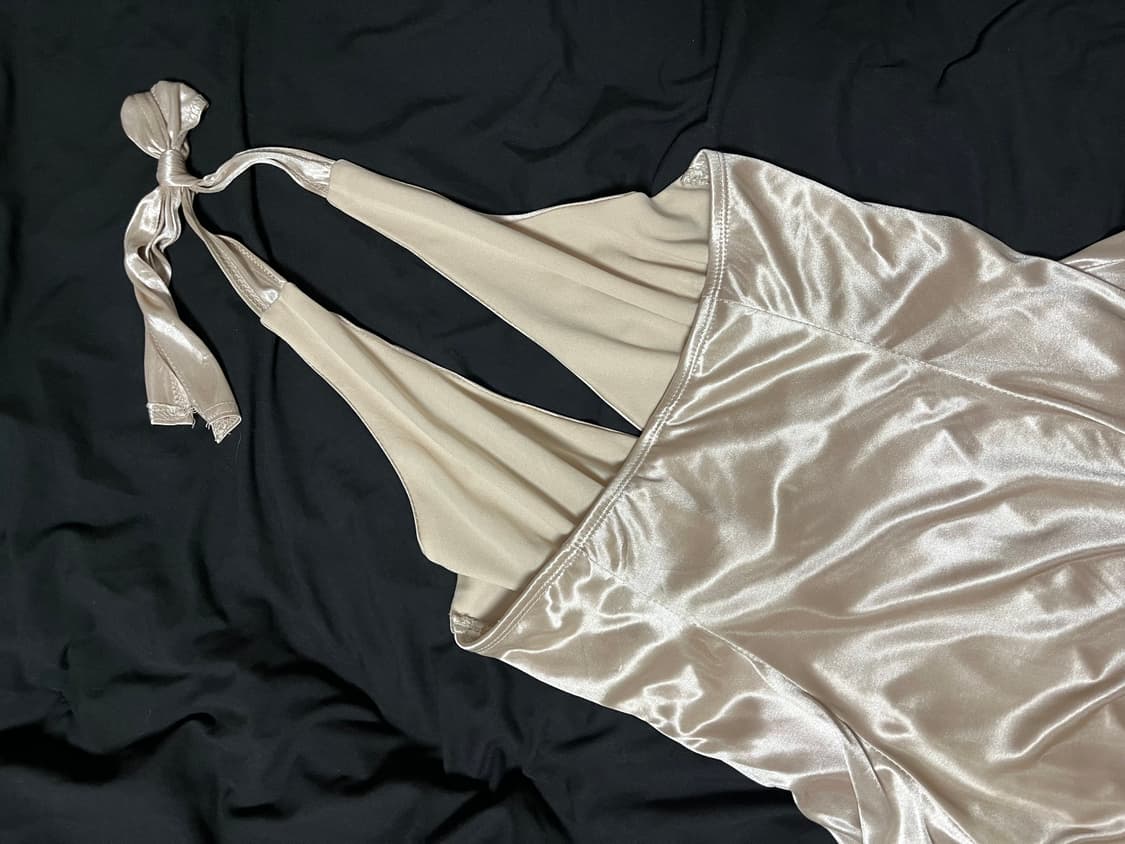 실크 홀터넥 슬립 원피스 파티드레스 오네갸루 아야즈빈티지 상품이미지3