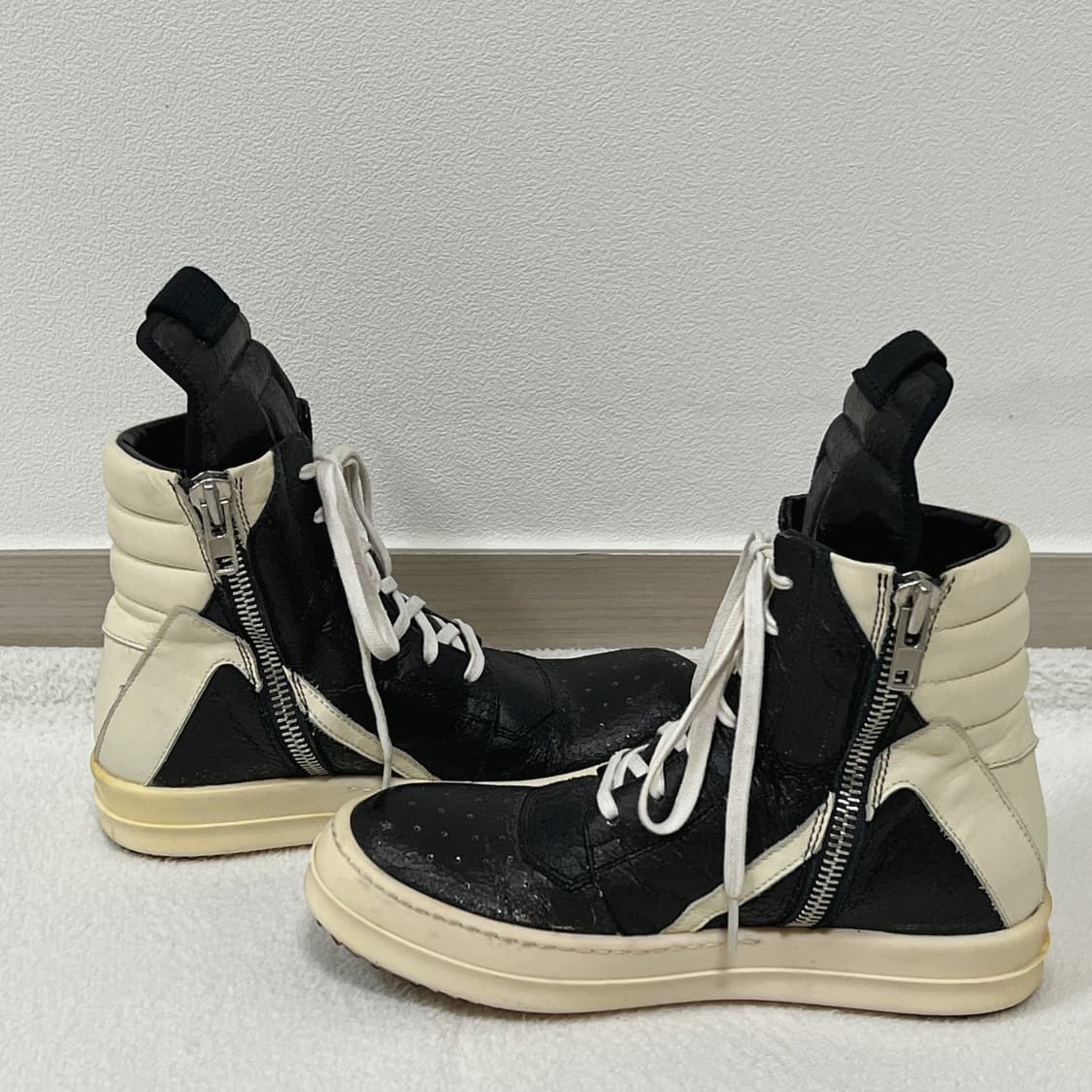 릭오웬스 16SS 지오바스켓 모노크롬 크랙 레더 메탈릭 상품이미지5