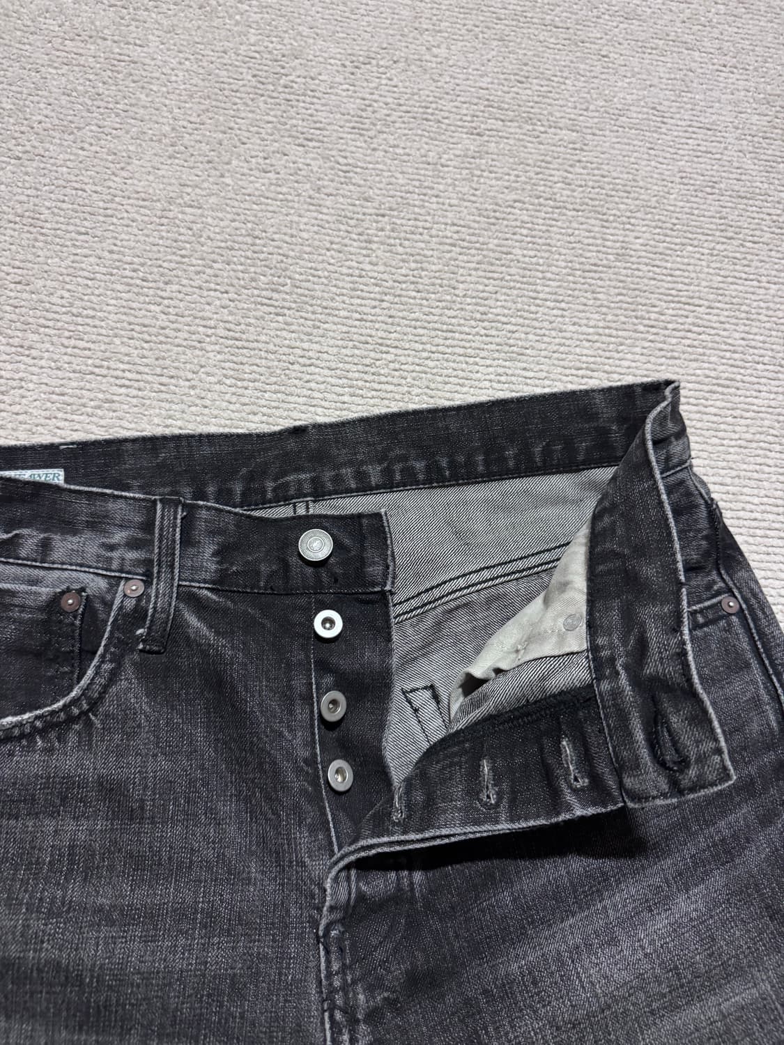 비헤비어 312R 셀비지 데님 팬츠 워시드 블랙 2 상품이미지8