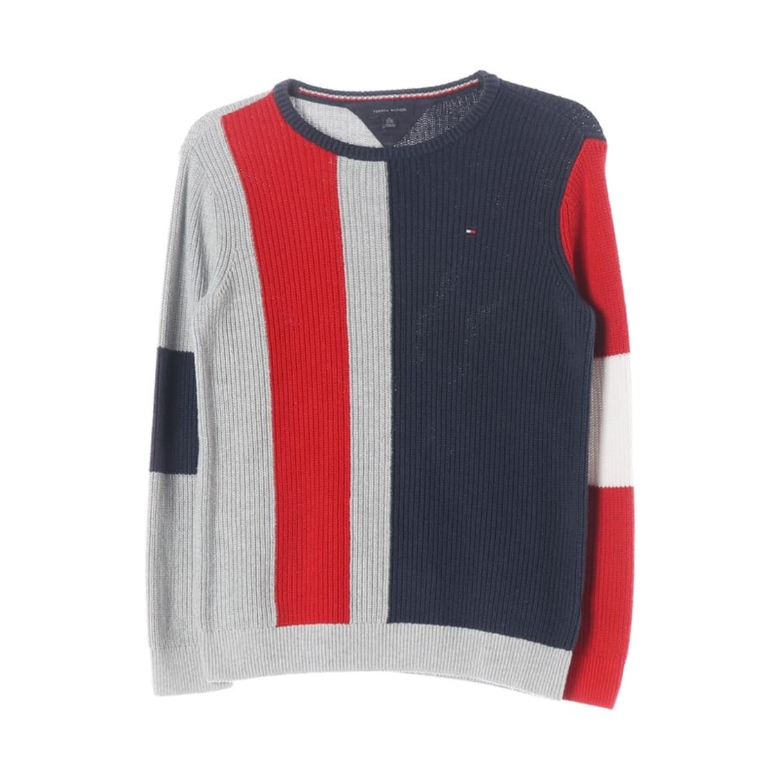 타미힐피거 90s 올드스쿨 컬러블록 코튼 니트 스웨터 XL 16-18 상품이미지1