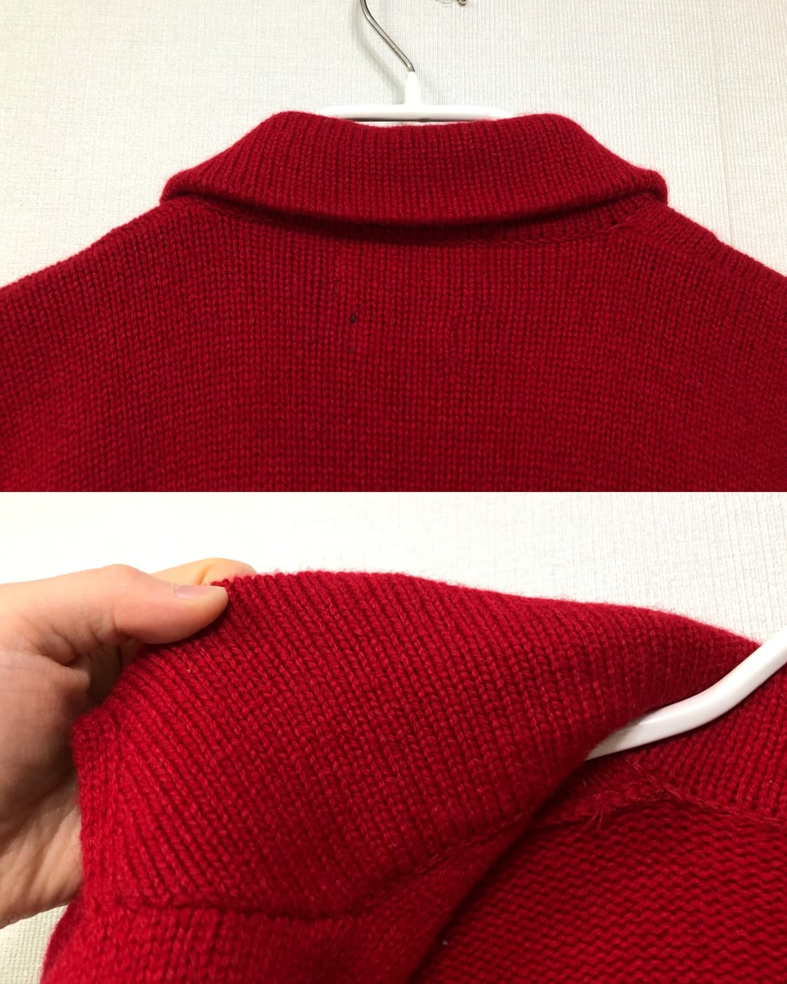 90s 폴로 셔틀랜드 울100% 금장 니트 블레이저 자켓 _ 딥레드 상품이미지7