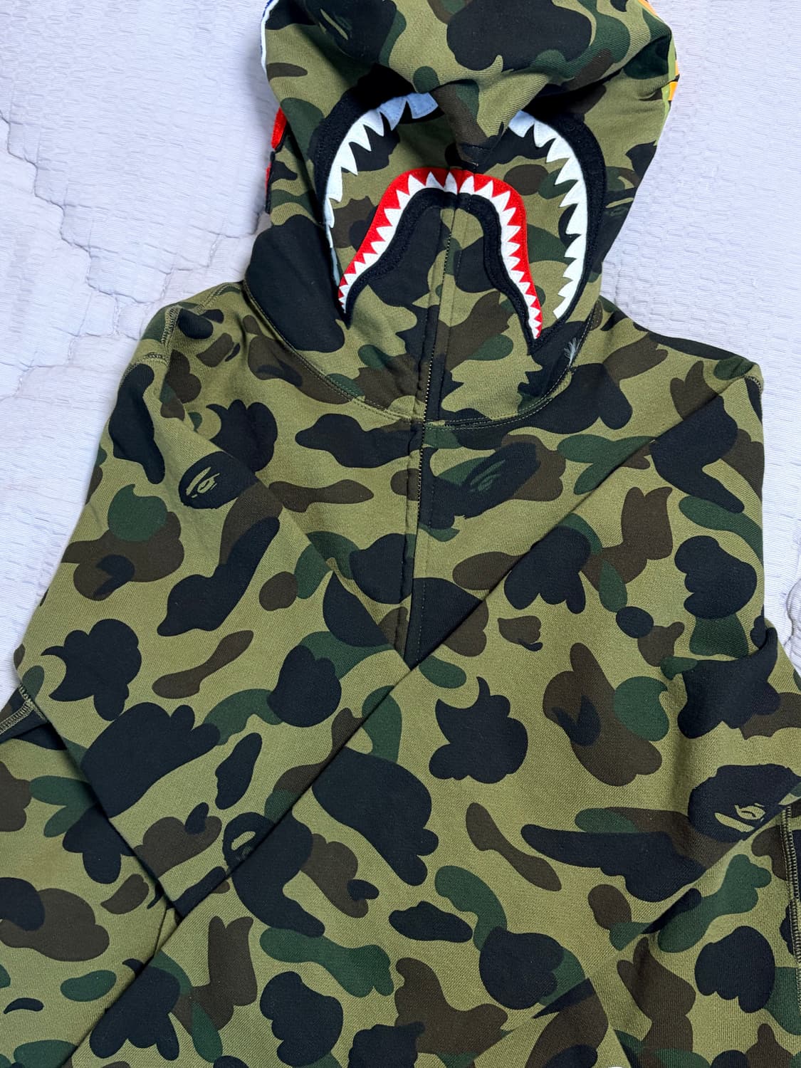 베이프 퍼스트 카모 샤크 풀 집 후드 아미 그린 / 그린 스투시 슈프림  상품이미지2