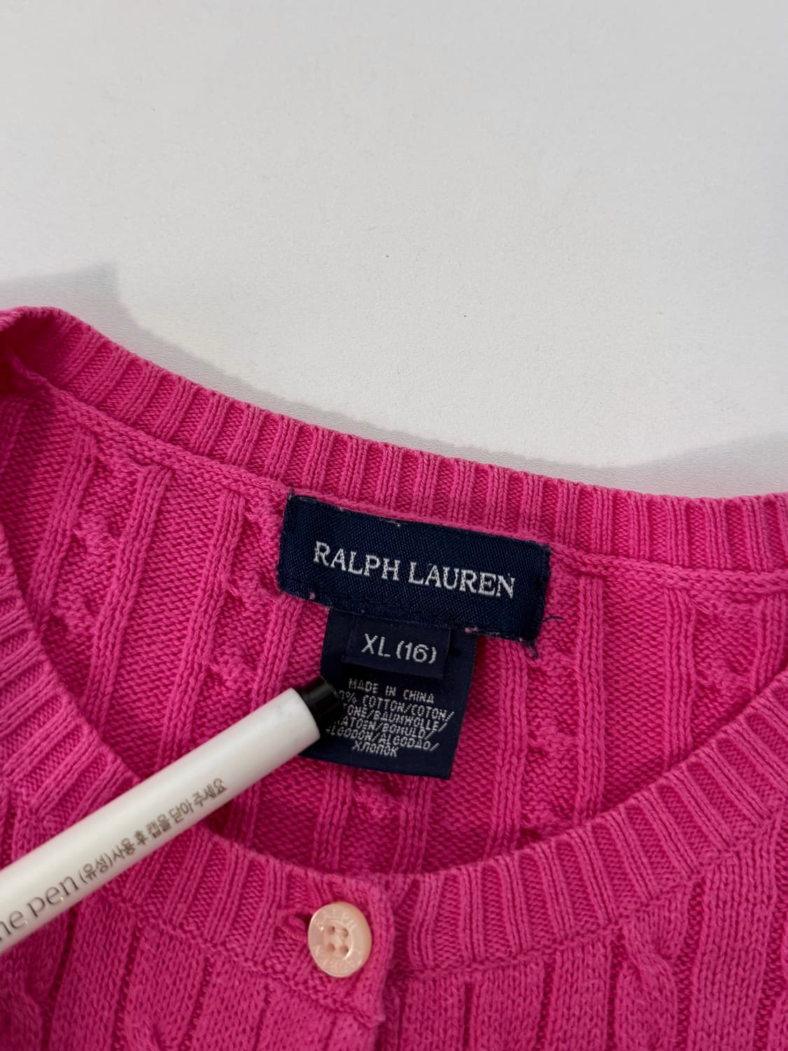 폴로 랄프러렌 핑크 코튼 케이블 가디건 상품이미지5