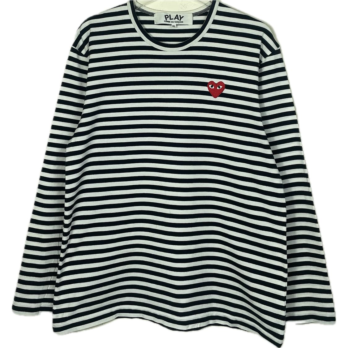 [XL] 꼼데가르송 스트라이프 레드와펜 긴팔 티셔츠 상품이미지1