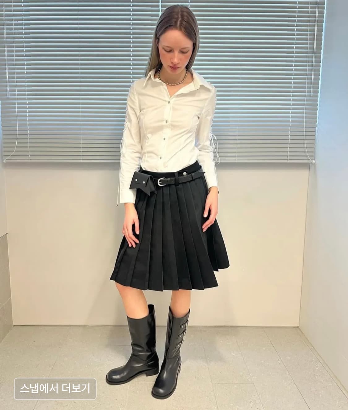 루즈슬립오버 플리츠 미디 버튼 레이어드 스커트 s 상품이미지3