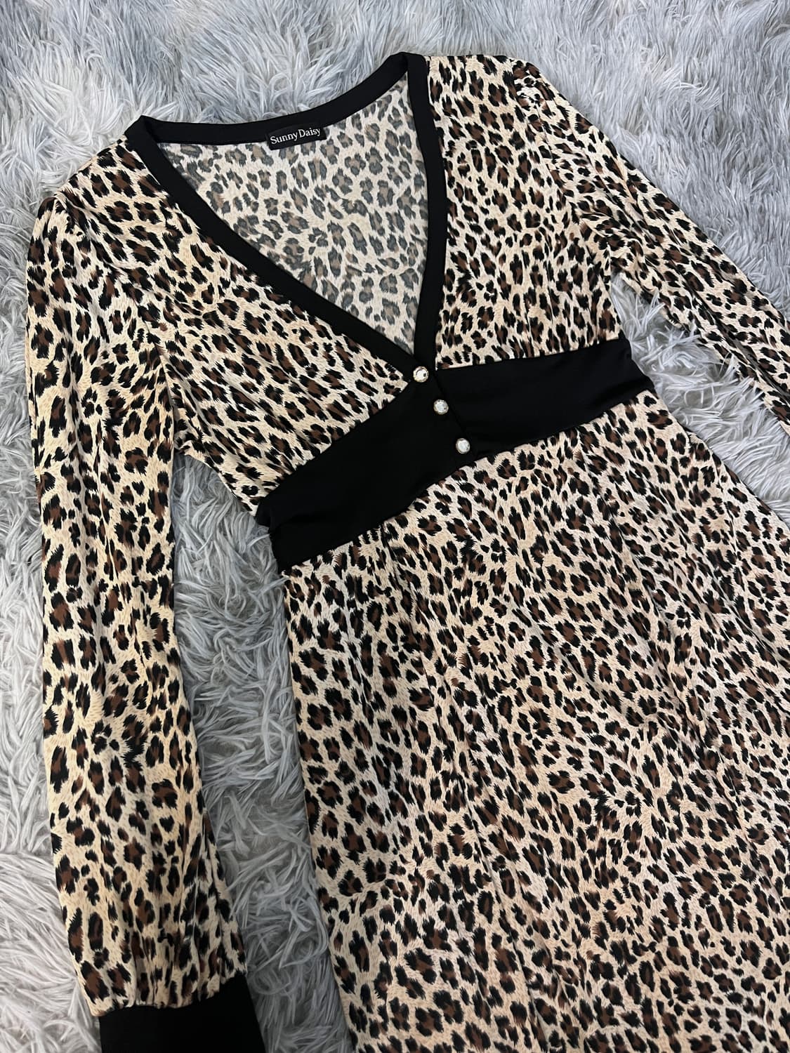 갸루 호피 레오파드 실크 원피스 상품이미지8