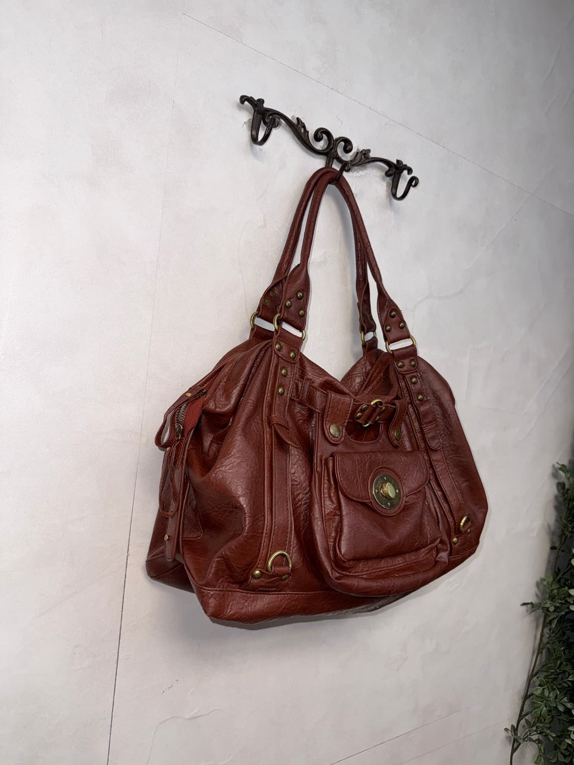 Brown multi pocket buckle tote bag 상품이미지2