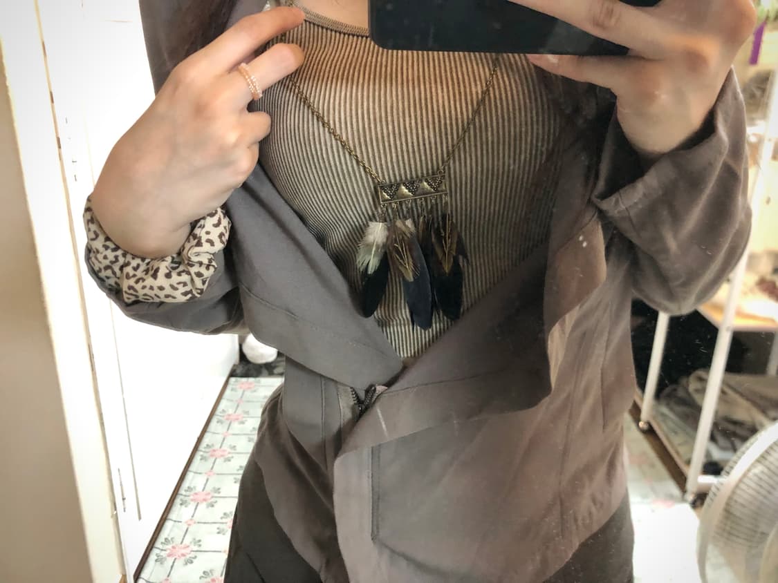 빈티지 깃털 금장 목걸이 vintage necklace 상품이미지2