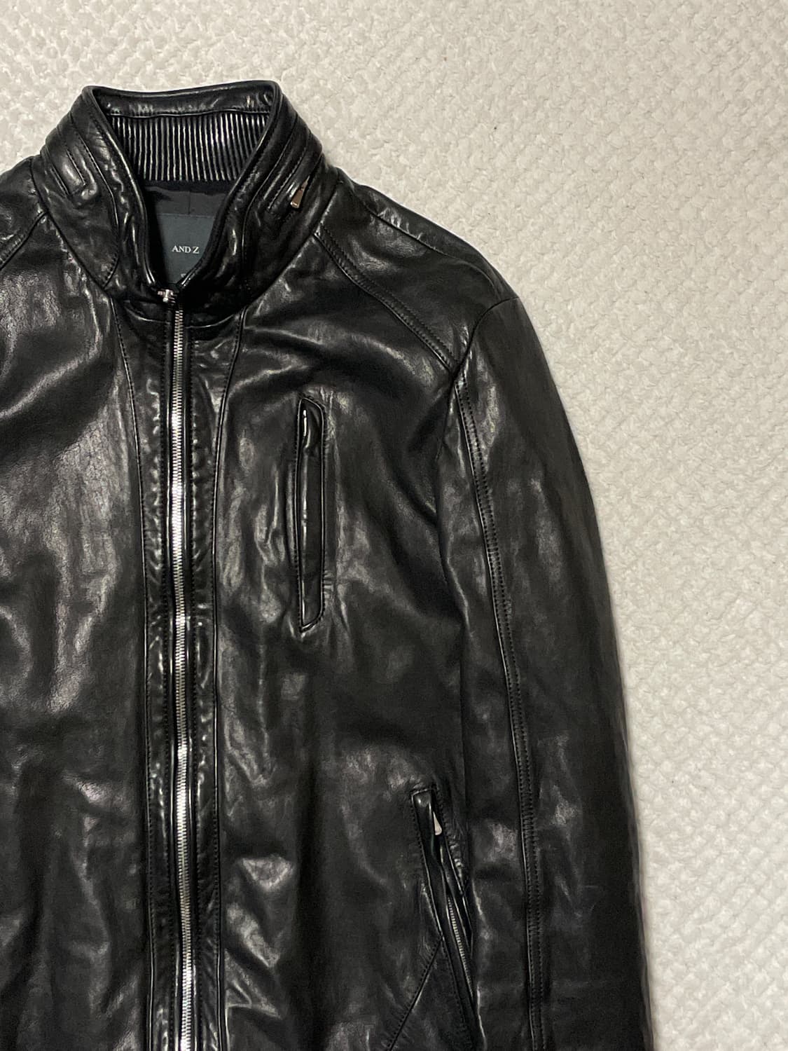 AND Z 웨스턴 무드 램스킨 양가죽 바이커 절개 레더 자켓 상품이미지3