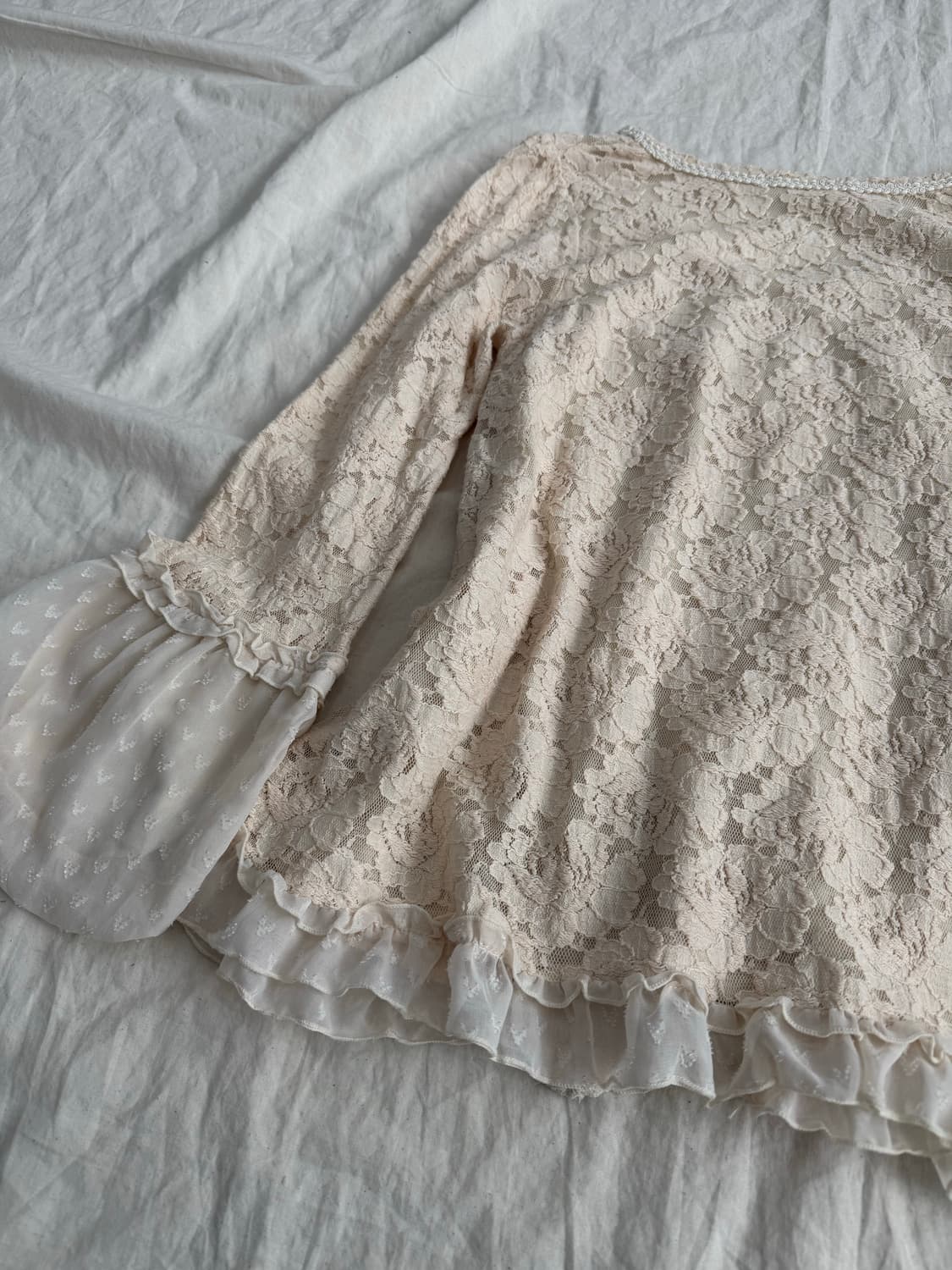 엑시즈팜 베이지 엔틱 핀터 페어리 레이스 블라우스 상품이미지6