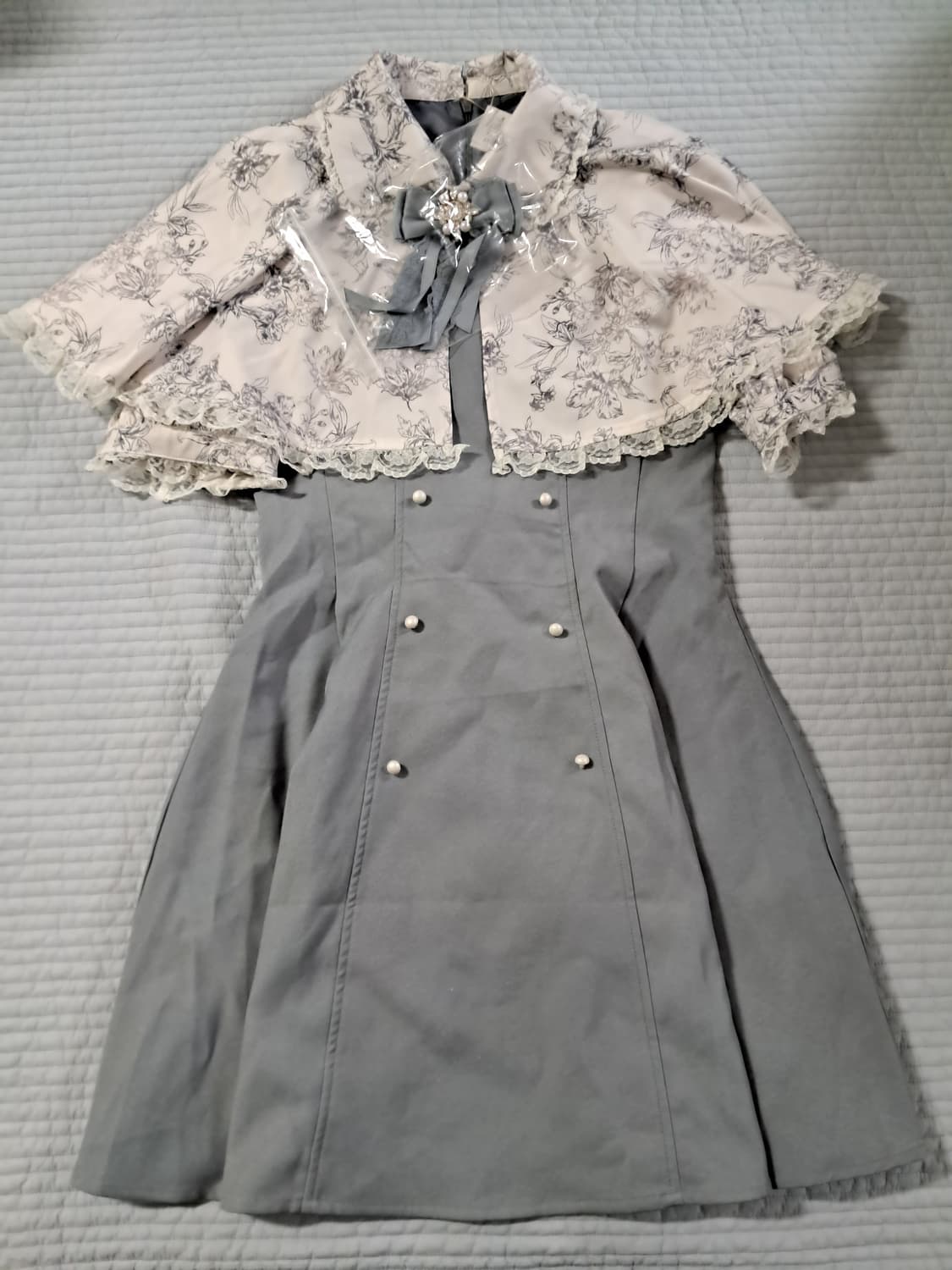 Rojita 로지타 셰퍼레이트 케이프 원피스 블루 |양산형 양지뢰 지뢰계 상품이미지2