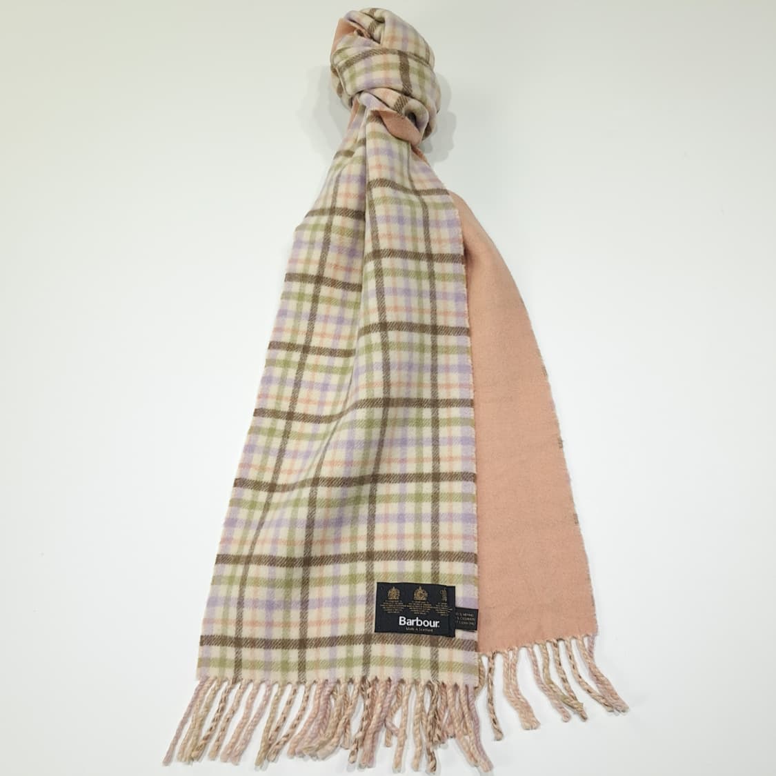 MX589 바버 90s 스코틀랜드판 울캐시미어 양면 타탄체크 목도리 머 상품이미지2