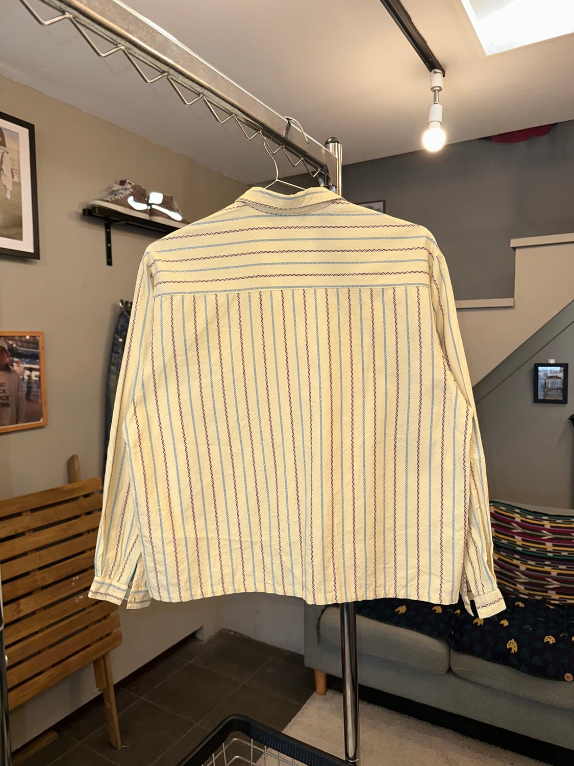 Japanese stripe pattern patch shirt 상품이미지5