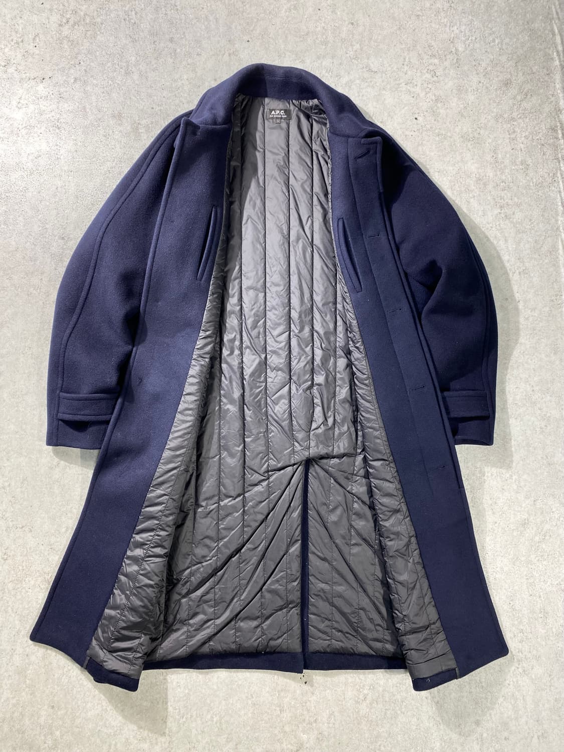 [L] A.P.C 아페쎄 네이비 울 발마칸 코트 상품이미지3