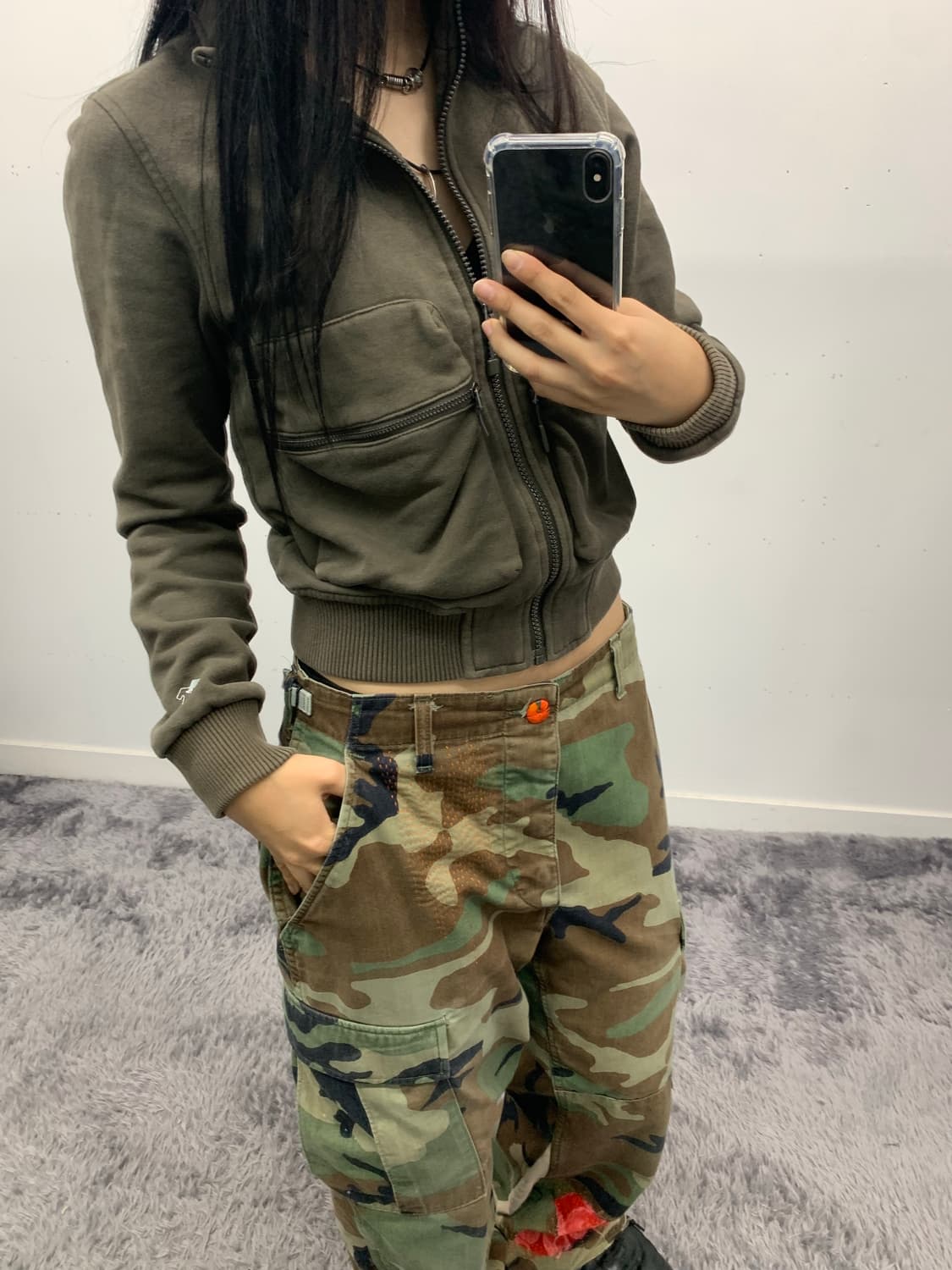 Userin.zip 커스텀 디테일 카모 팬츠 상품이미지3