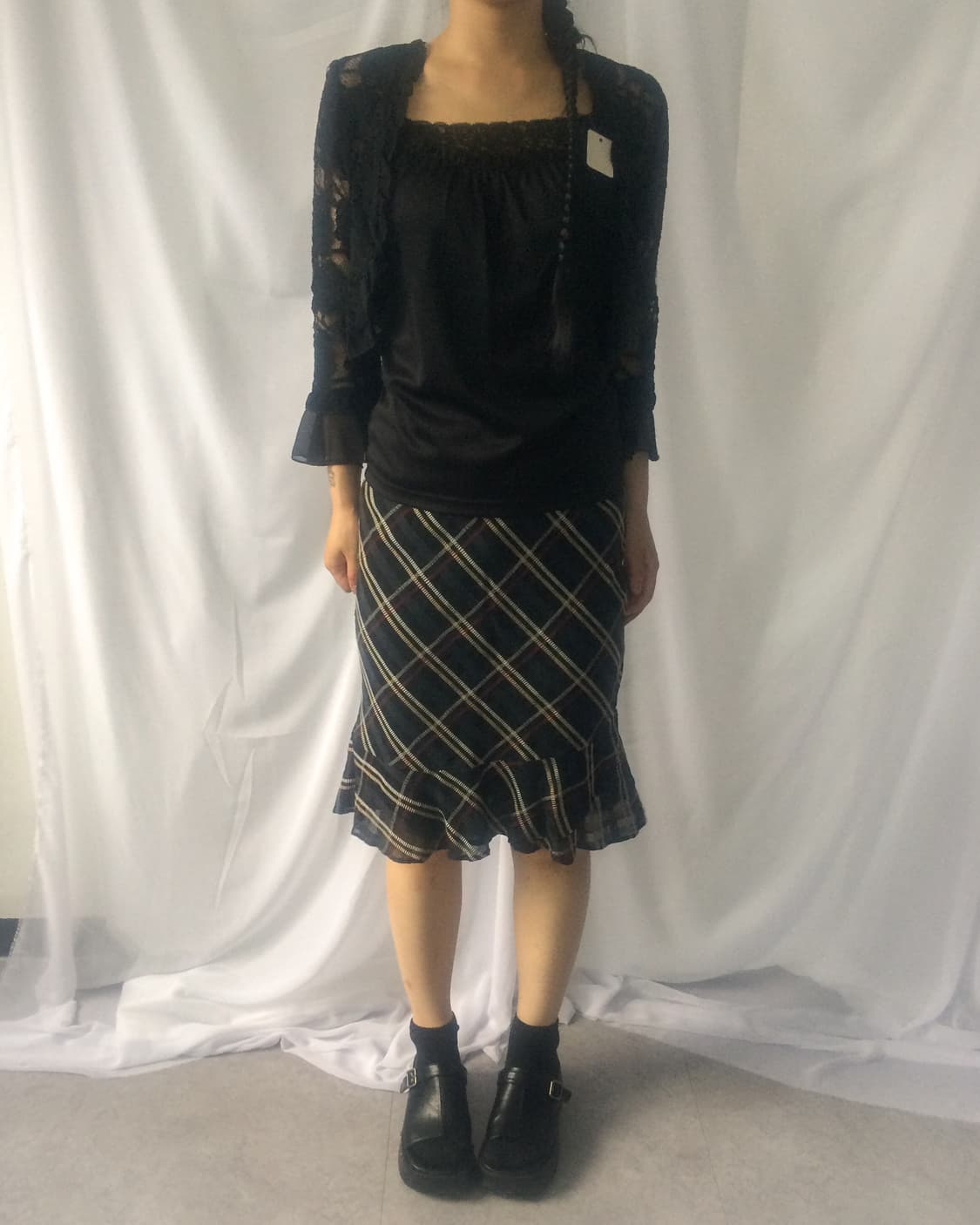 Check pattern midi skirt 상품이미지4