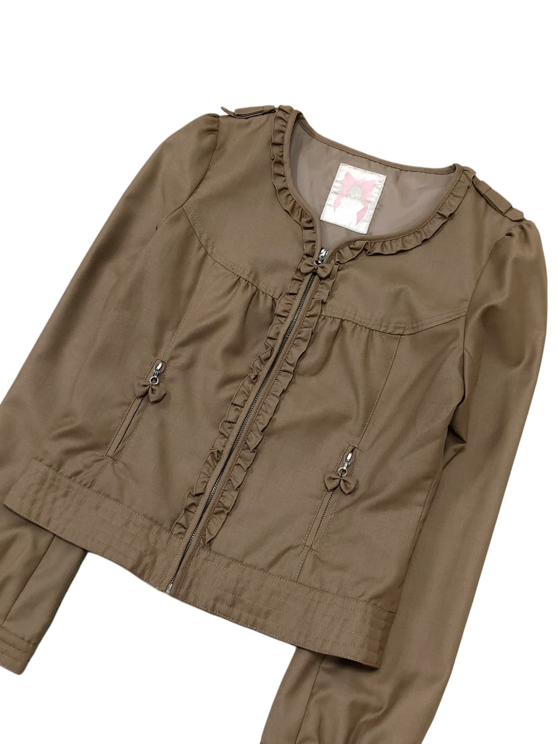 브라운 프릴 노카라 재킷 상품이미지9