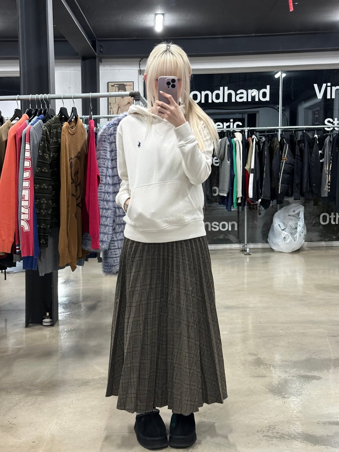 폴로 랄프로렌 화이트 기모 후드티 상품이미지2