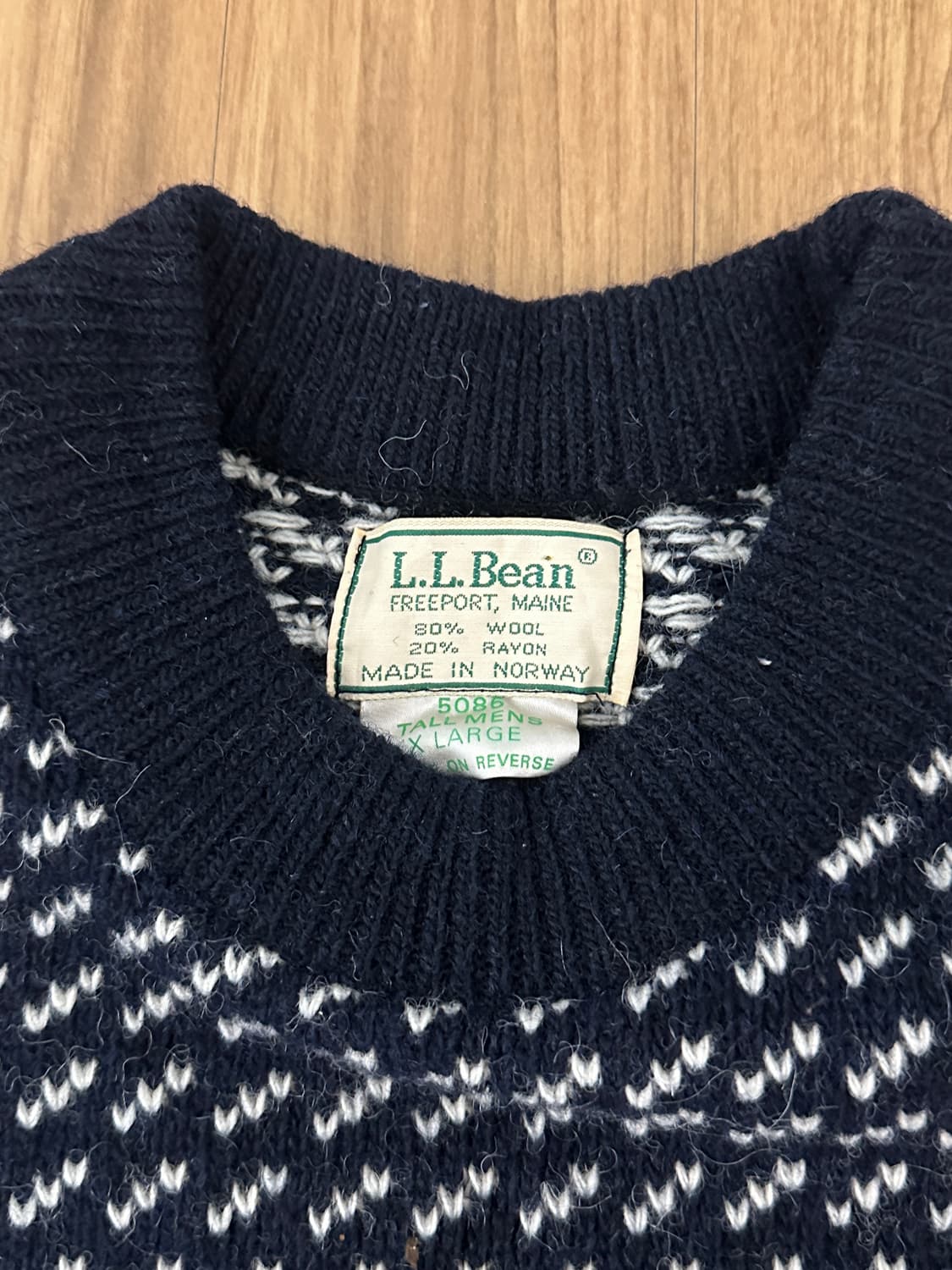 1980s llbean 버드아이 스웨터 usa xl 상품이미지2