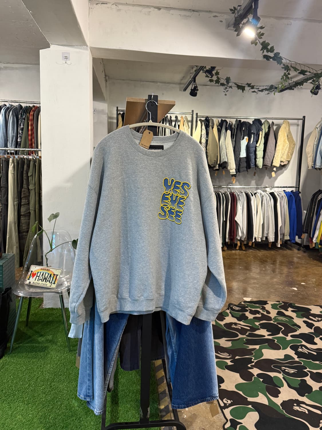 예스아이씨 빅로고 맨투맨 그레이 XL 상품이미지3