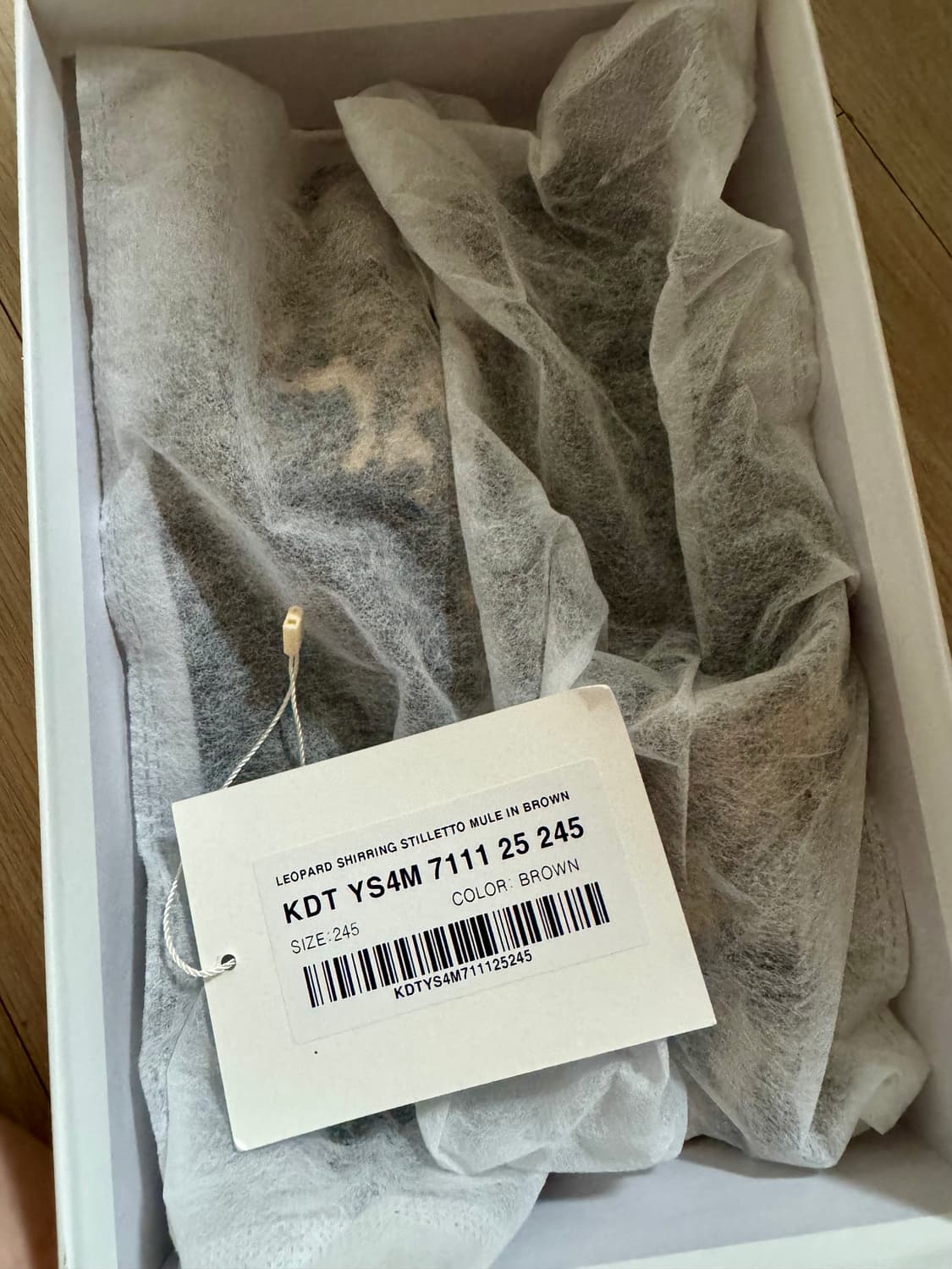 1회 착) 다이닛 레오파드 셔링 스틸레토 뮬 브라운 245 상품이미지5