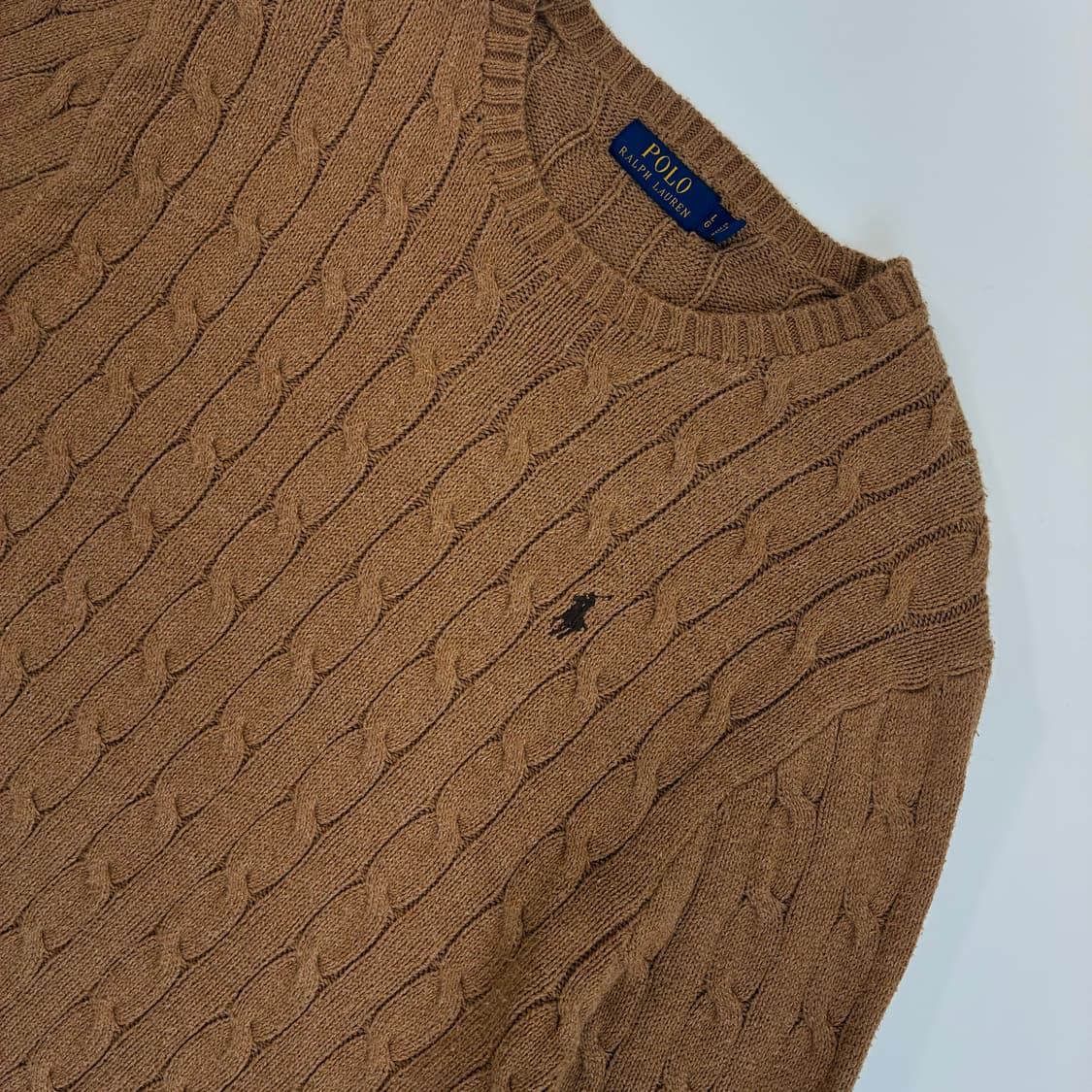 Polo 폴로 랄프로렌 브라운베이지 케이블 라운드 니트 상품이미지3