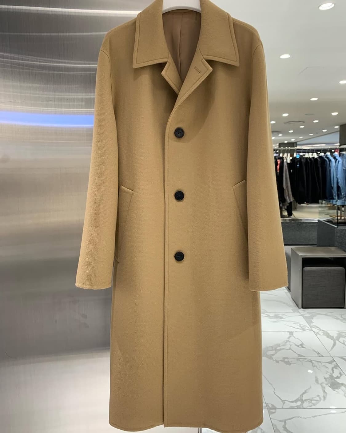 솔리드옴므 베이지 트윌 발마칸 로브 코트 50사이즈 상품이미지7