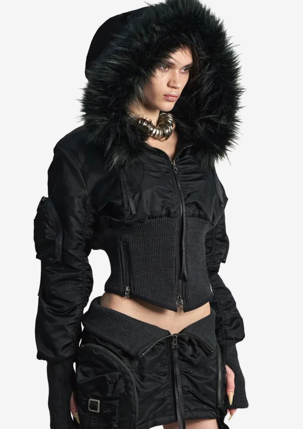 키묘 볼린 패디드 봄버 자켓 블랙 상품이미지1