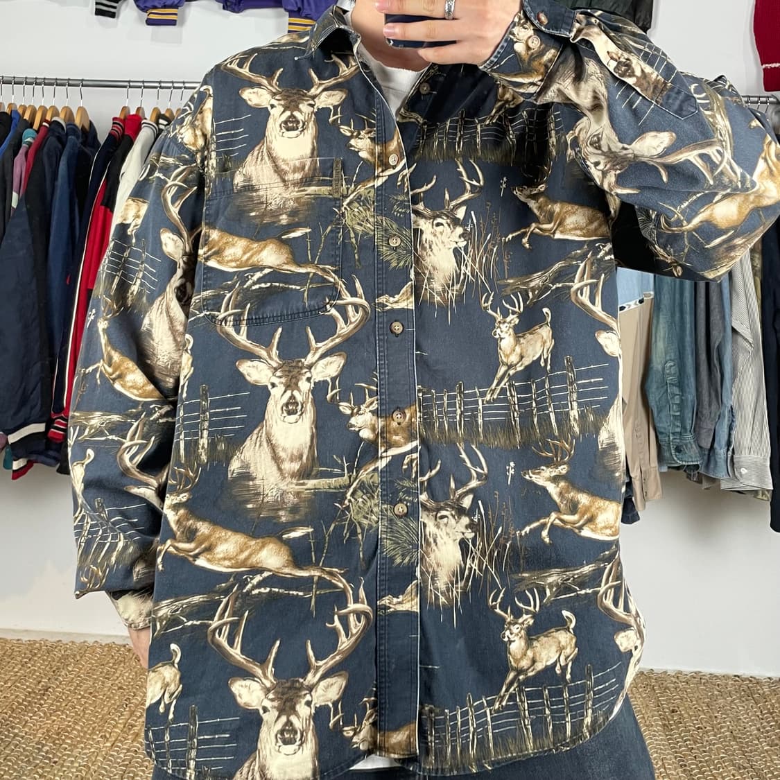 2000s Northriver deer 패턴 셔츠 상품이미지1