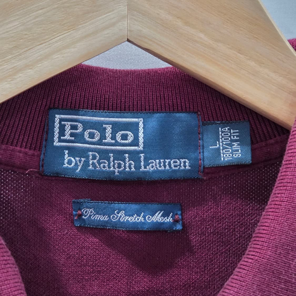 폴로랄프로렌 피케 카라 반팔티 버건디 L 상품이미지3