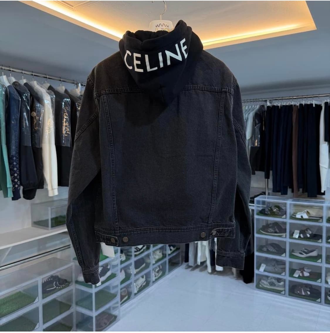 [리오브전포점] 셀린느 백로고 흑청 후드 데님 자켓 상품이미지1