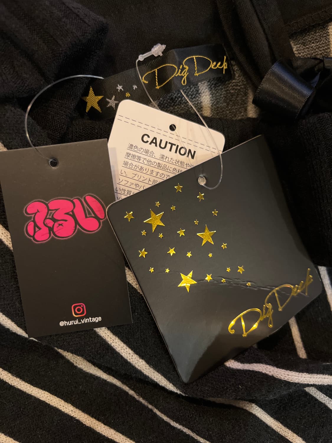 DIG DEEP 디그딥 오프숄더 스트라이프 긴팔 니트 원피스 갸루 상품이미지6