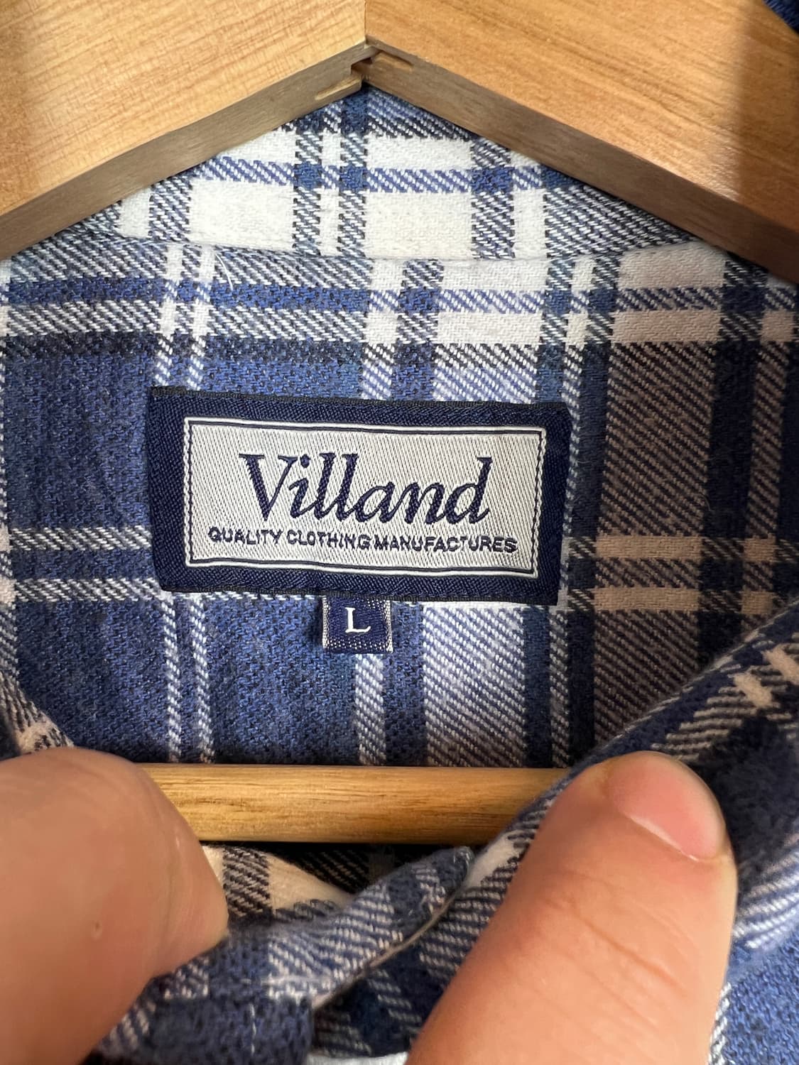 JPN Villand 블루톤 체크 셔츠 남방 L 상품이미지3