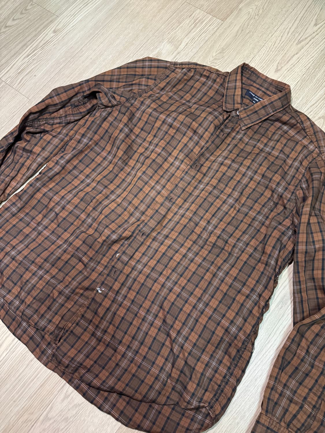 꼼데가르송 옴므 90s 체크 셔츠 브라운 상품이미지4