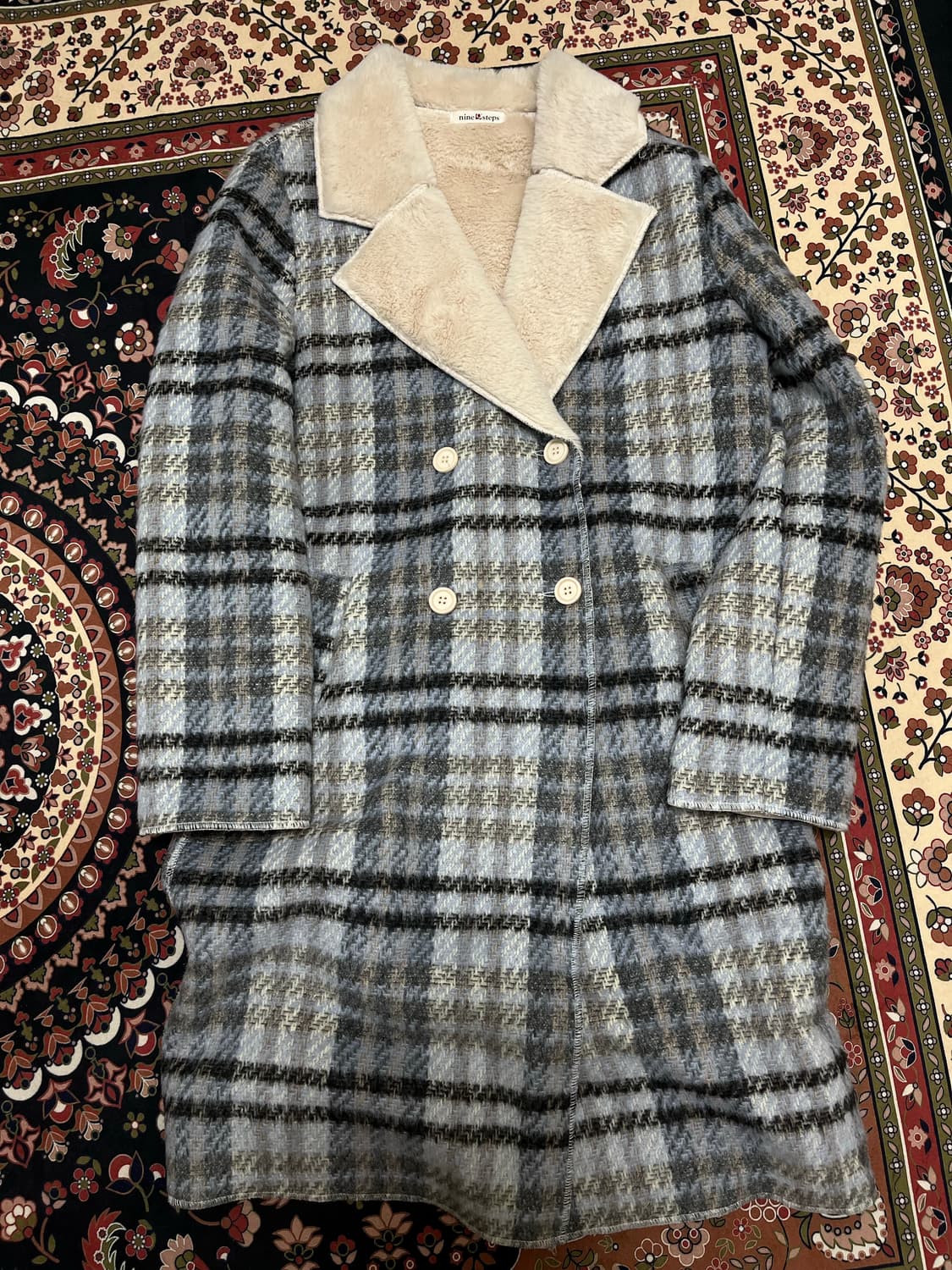 나인스텝스 체크 더블 롱코트 88-97-165 상품이미지1