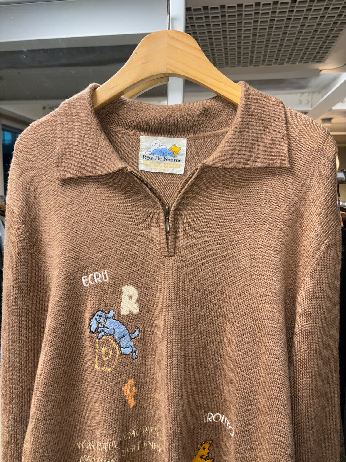 Reve de femme 강아지 자수 하프집업 니트 상품이미지3