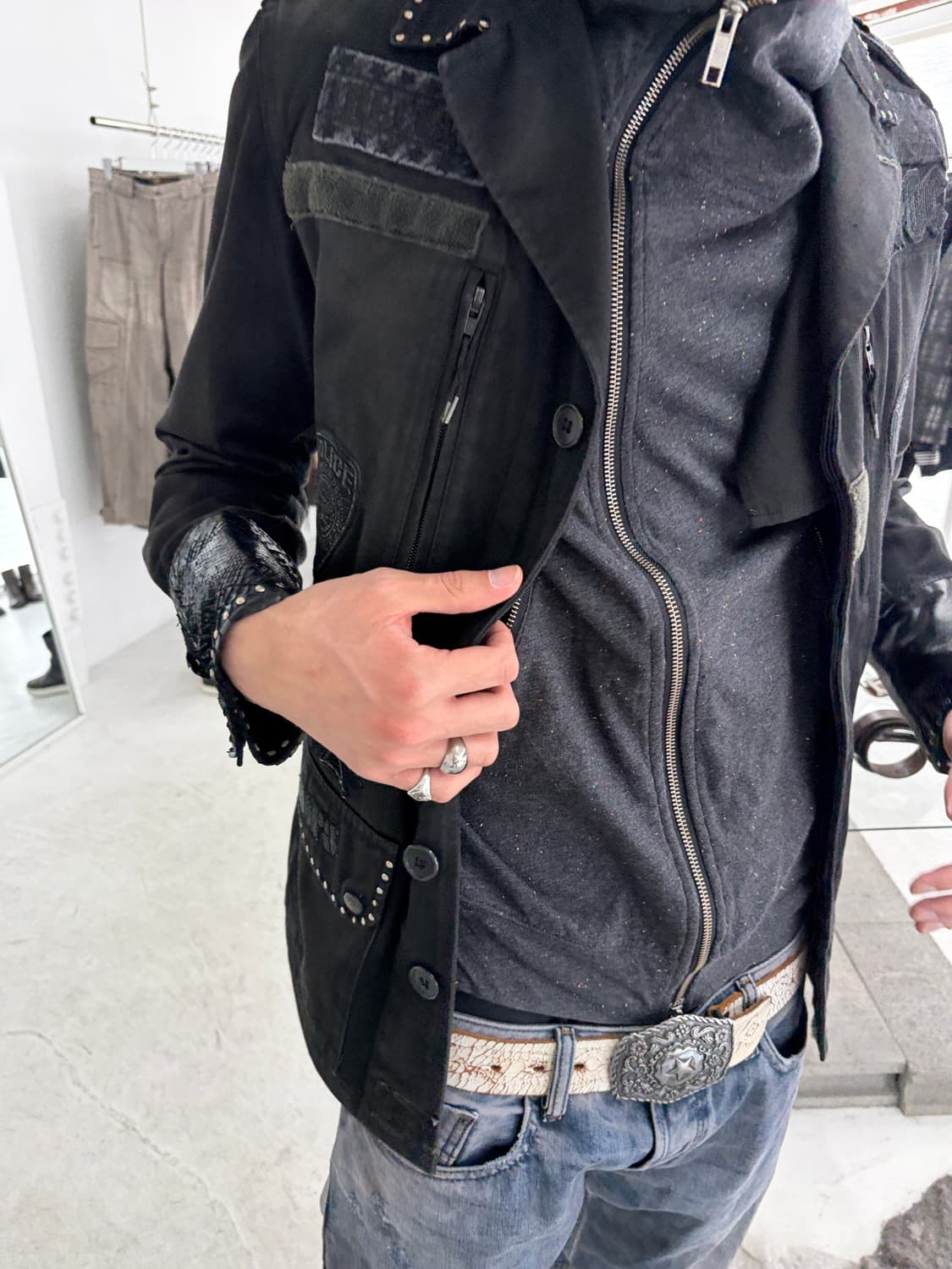 빈티지 크랙 레더 벨트 상품이미지3