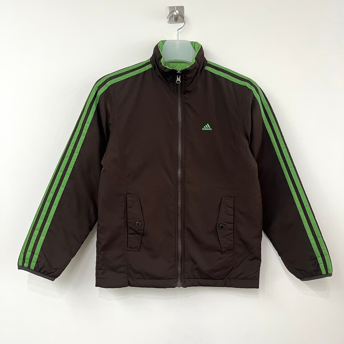 아디다스 리버시블 초코브라운 그린 양면 경량패딩 상품이미지3