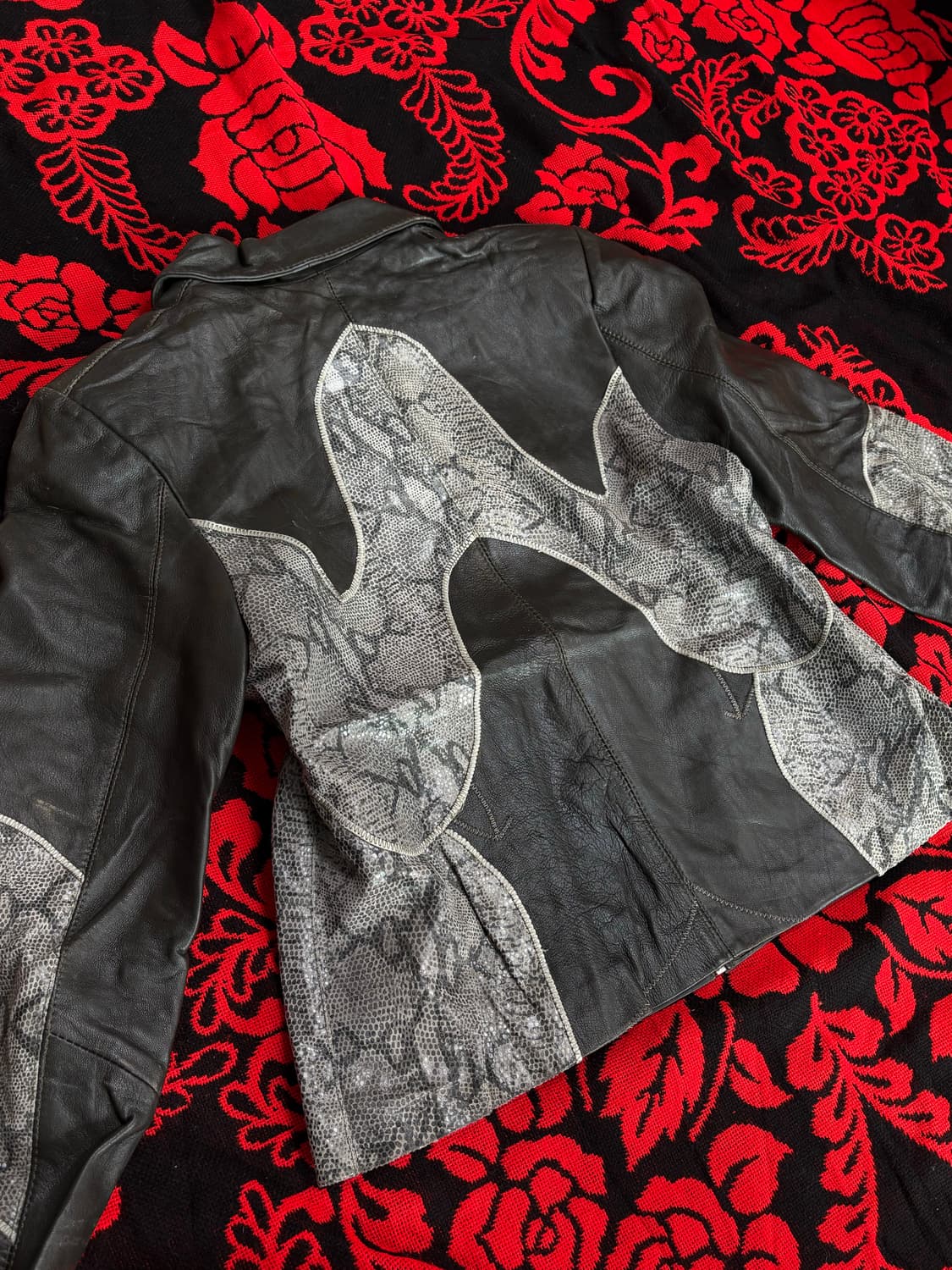 Rock Punk phyton pattern leather jacket 상품이미지5