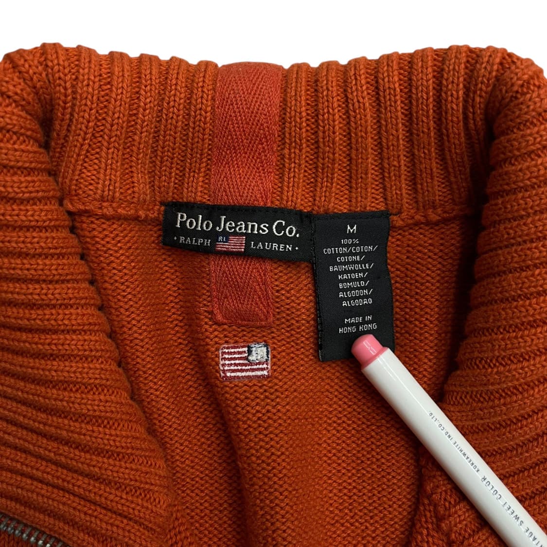 폴로 랄프로렌 패치로고 브릭오렌지 니트집업 M 상품이미지5