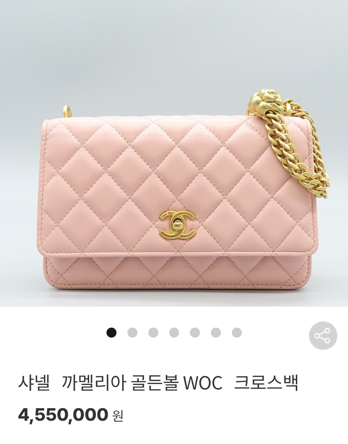 정품)급처미사용새상품!샤넬 중고업체에판매핑크까멜리아골든볼내장칩크로스백가방 상품이미지2