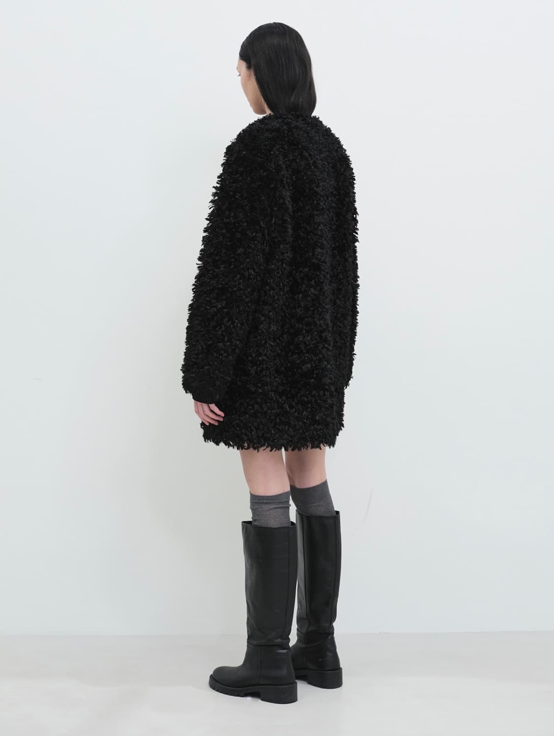 Yunse 윤세 하프 퍼코트 블랙 상품이미지3