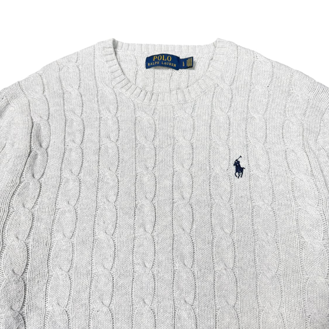 (L) 폴로 랄프로렌 신형라벨 케이블 니트 라이트 그레이 상품이미지2