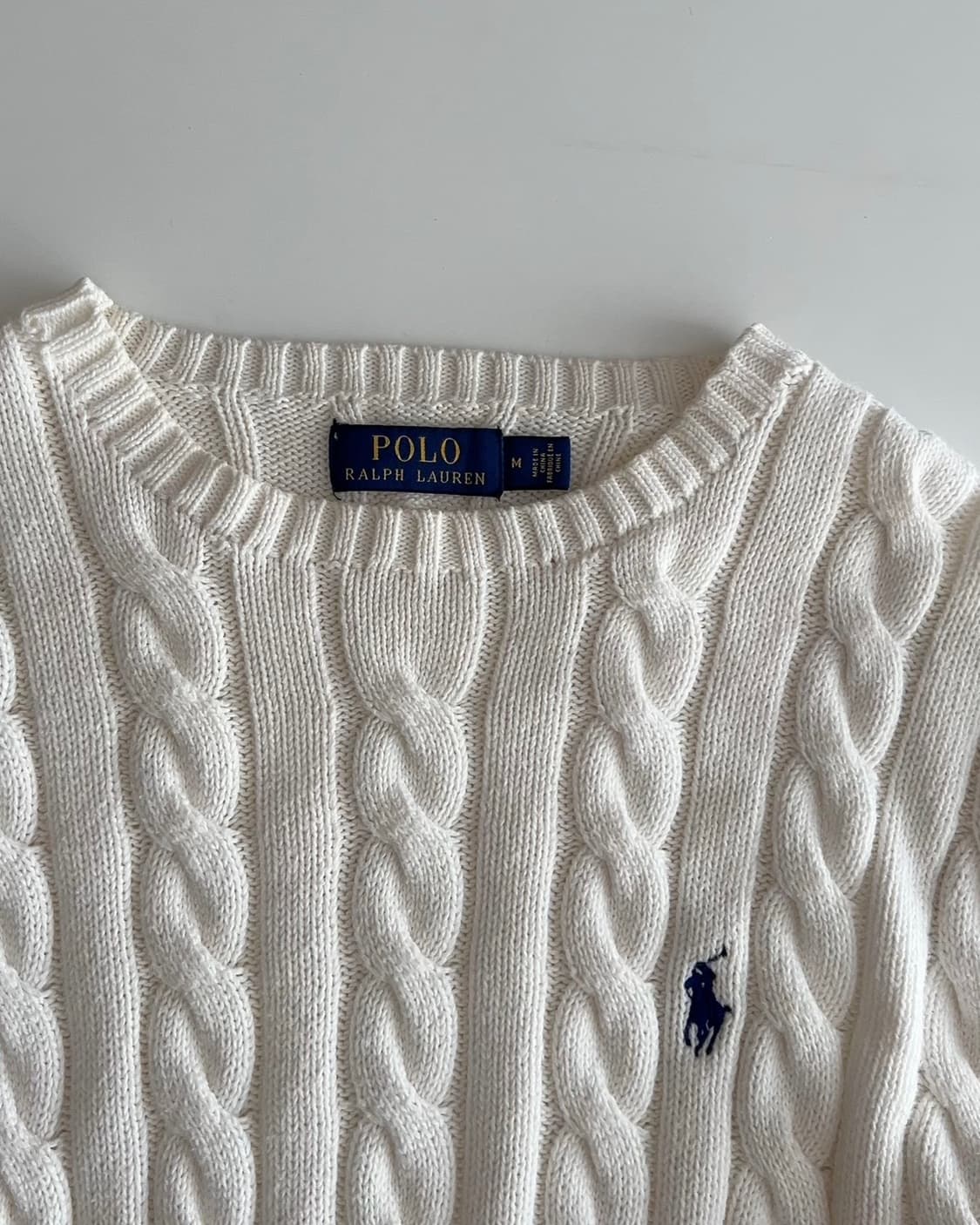 폴로 랄프로렌 아이보리 꽈배기 니트 M  상품이미지4