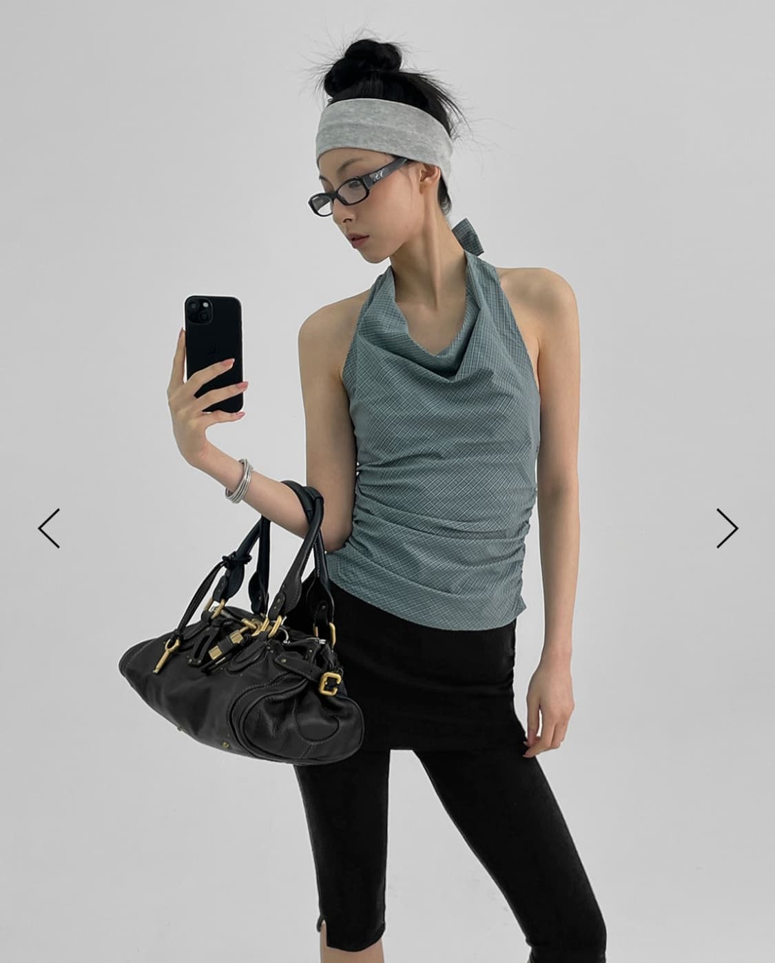 블랙업 카플란 체크 홀터 나시 상품이미지1