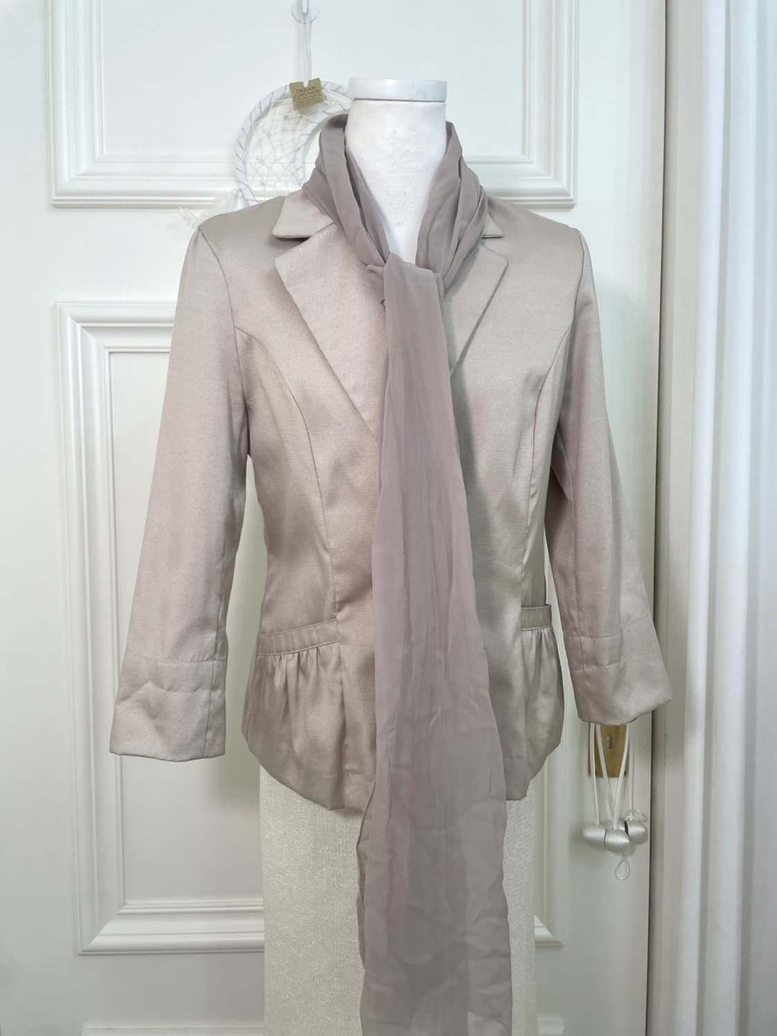 beigegray chiffon crease scarf 상품이미지1